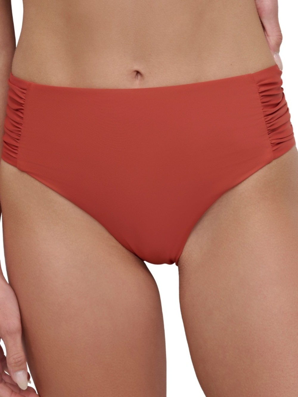 Dkny Women's High-Waist Side-Shirred Bikini Bottoms - Sunset